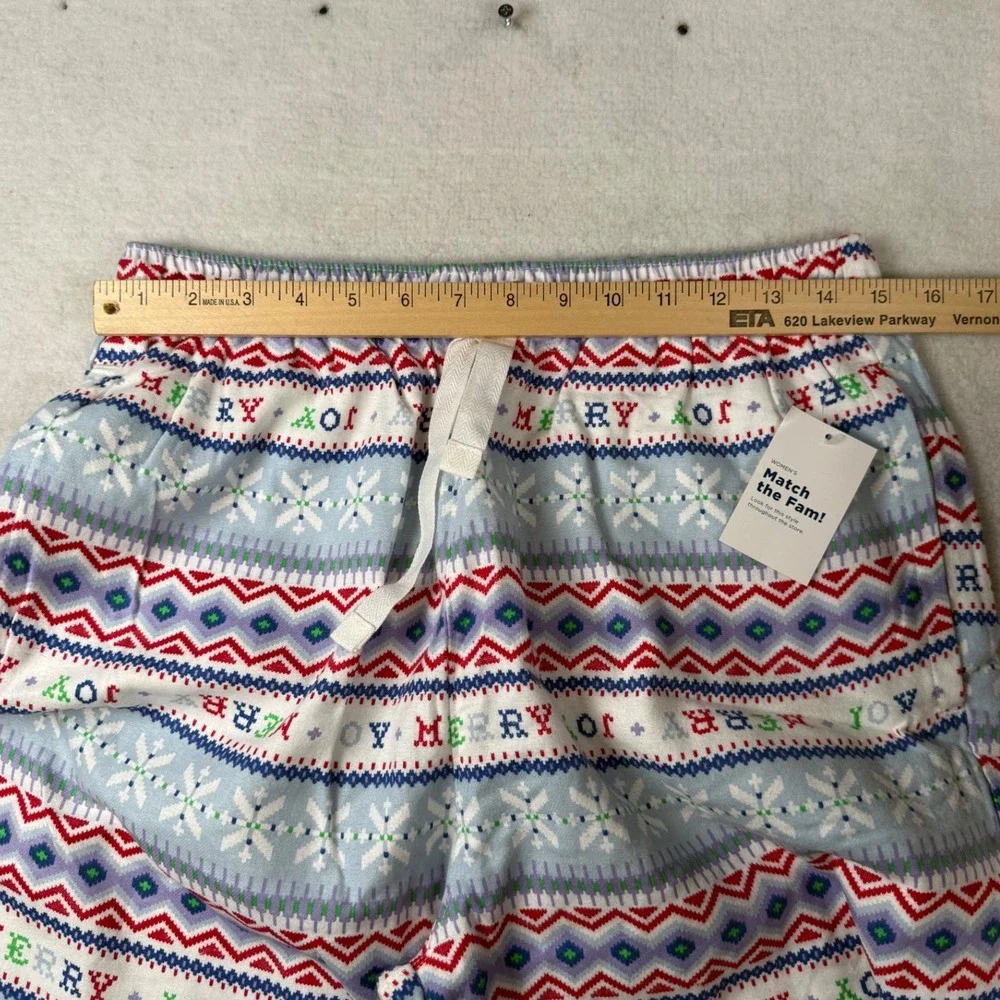 Old Navy Womens Medium Blue Fair Isle Cotton Holiday Pajama Jogger Pants NWT